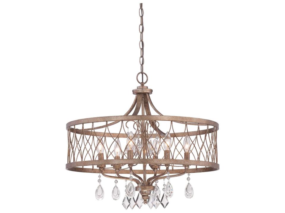 6-Light West Liberty Chandelier in Olympus Gold with Crystal Accents