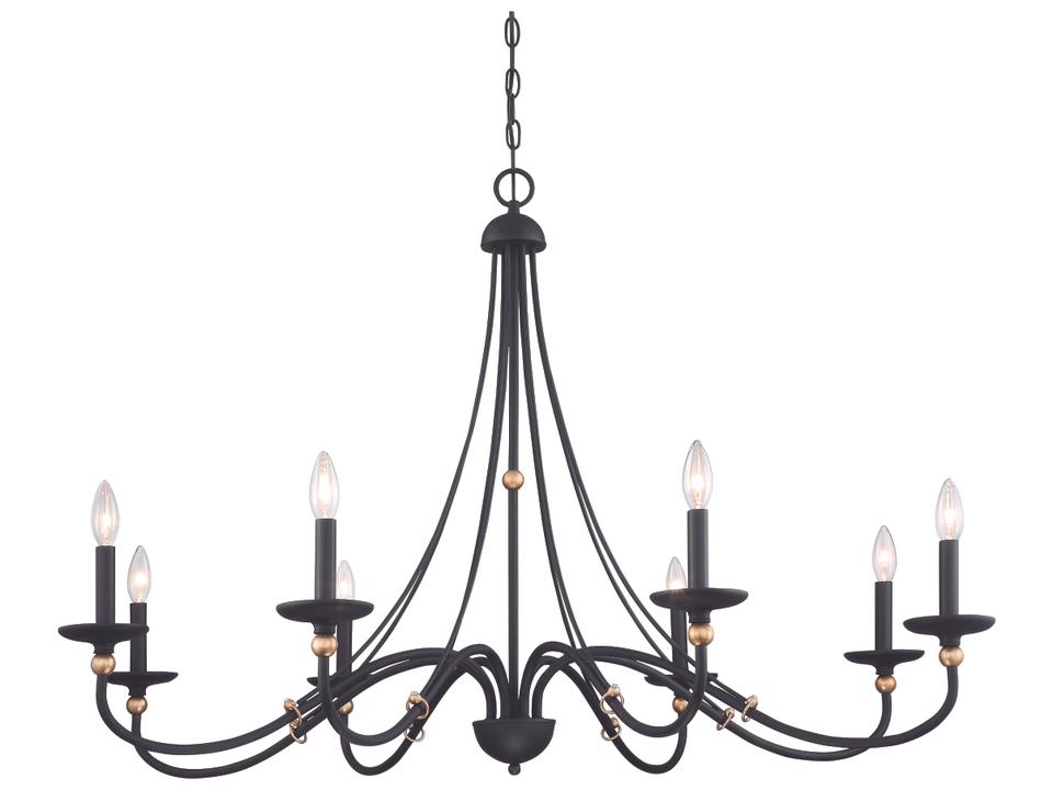8-Light Westchester County Chandelier in Sand Coal with Skyline Gold Leaf