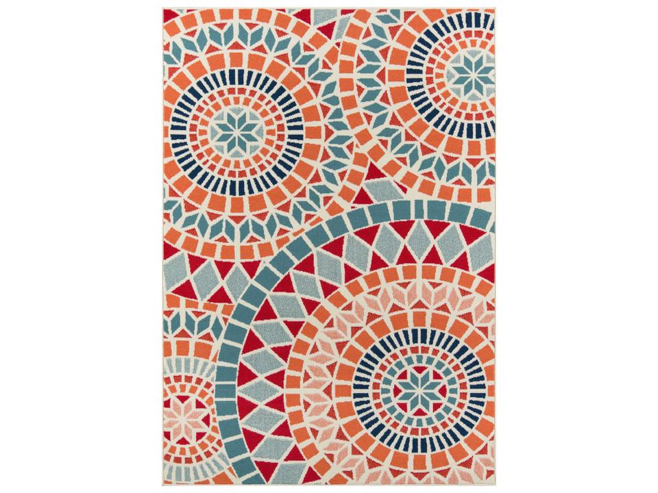 Baja Collection Indoor Outdoor Area Rug Multi Color Geometric Pattern
