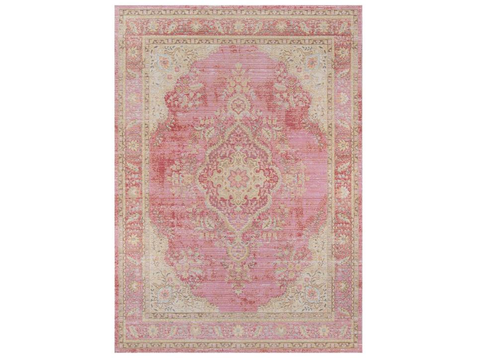 Isabella Power-Loomed Medallion Area Rug in Pink