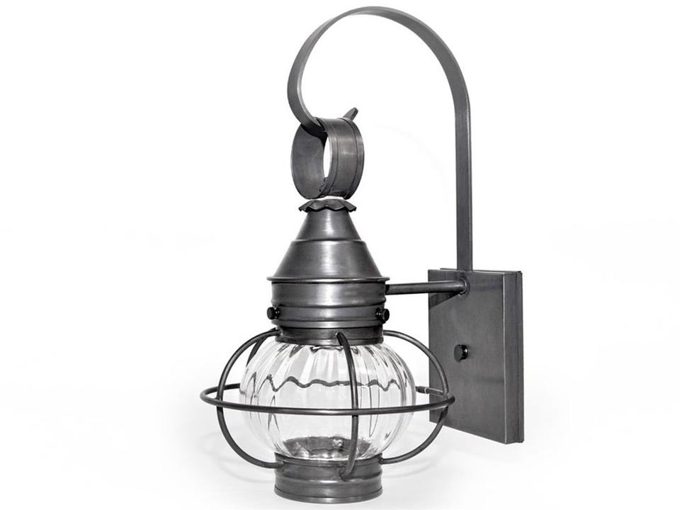 Onion 1-Light Outdoor Wall Lantern with Optic Glass in Dark Brass