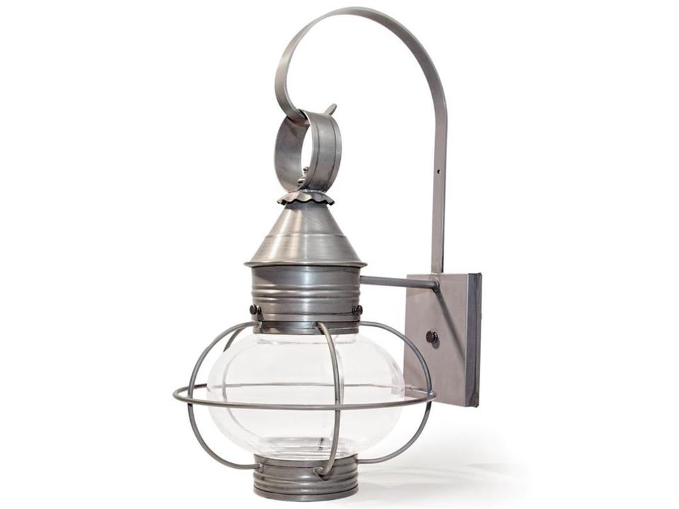 Onion 1-Light Outdoor Wall Lantern with Clear Glass in Dark Brass