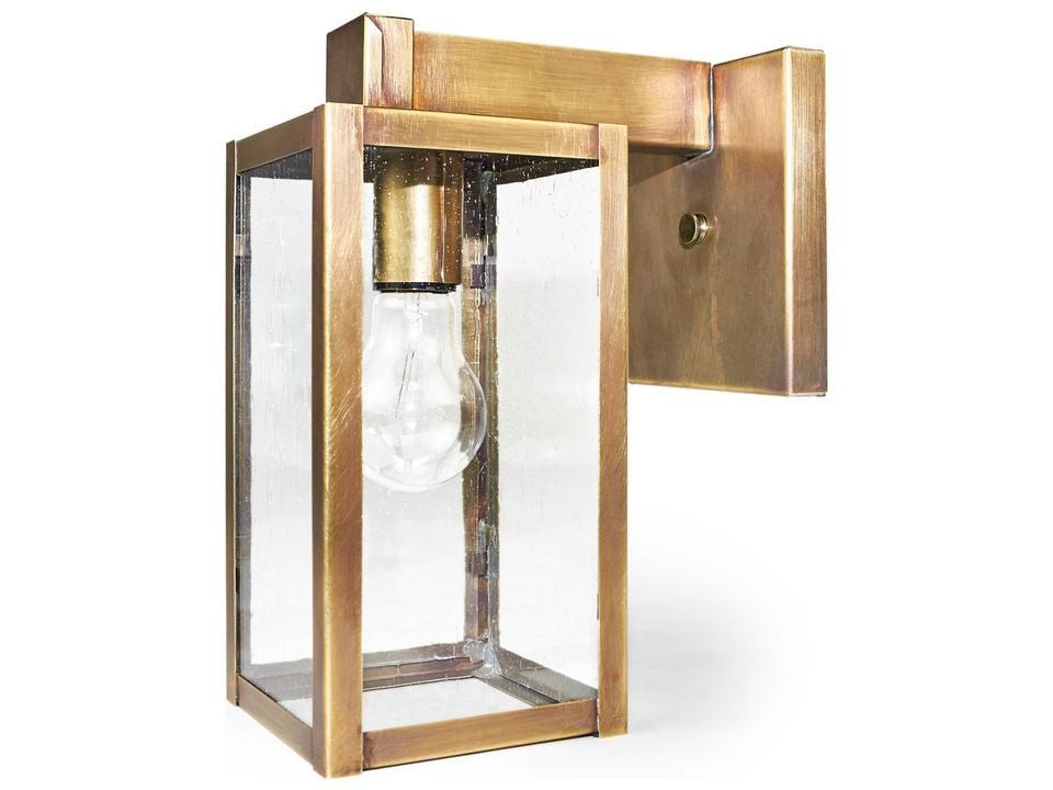 Uptown 1-Light Outdoor Wall Sconce with Clear Seedy Glass in Antique Brass