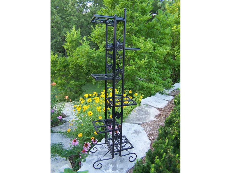 Wrought Iron 6 Level Plant Stand in Black