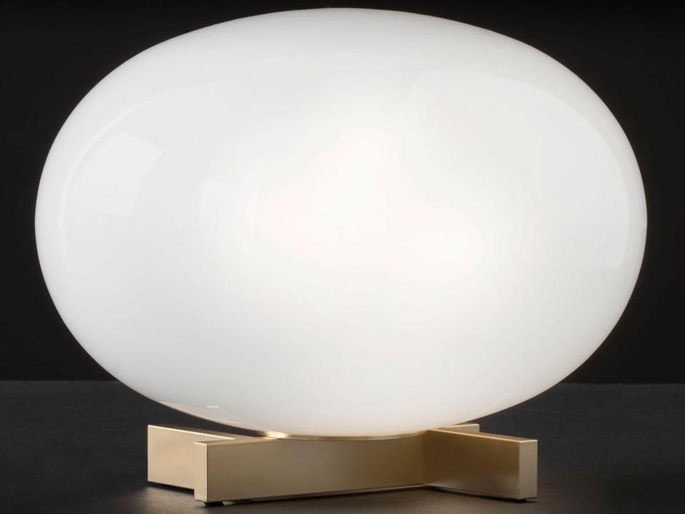 Alba Table Lamp in Polished Opaline Glass and Satin Brass by Mariana Pellegrino Soto
