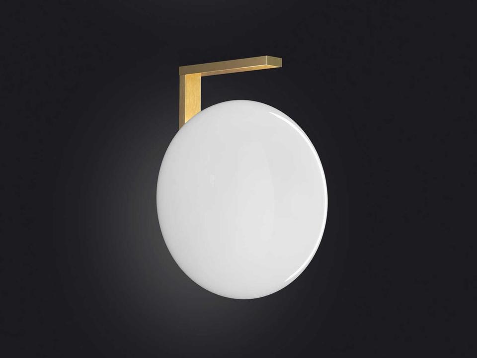 Alba 1-Light Wall Sconce in Satin Brass and Polished Opaline Glass by Mariana Pellegrini Soto