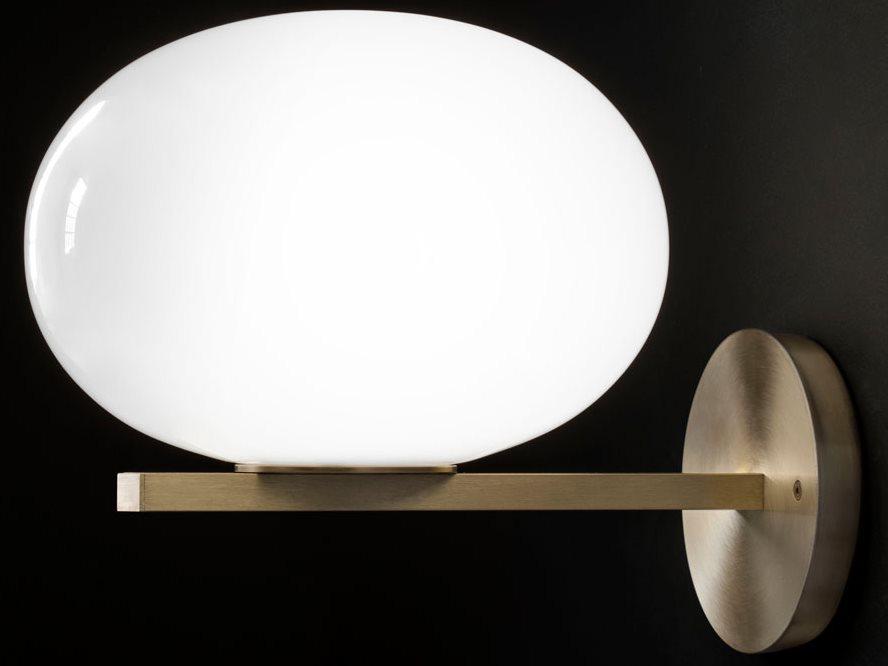 Alba 1-Light Wall Sconce in Satin Brass and Polished Opaline Glass by Mariana Pellegrino Soto