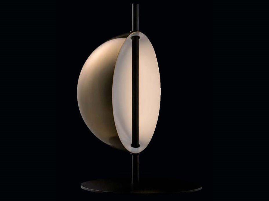Superluna LED Table Lamp in Anodic Brass and Black by Victor Vasilev