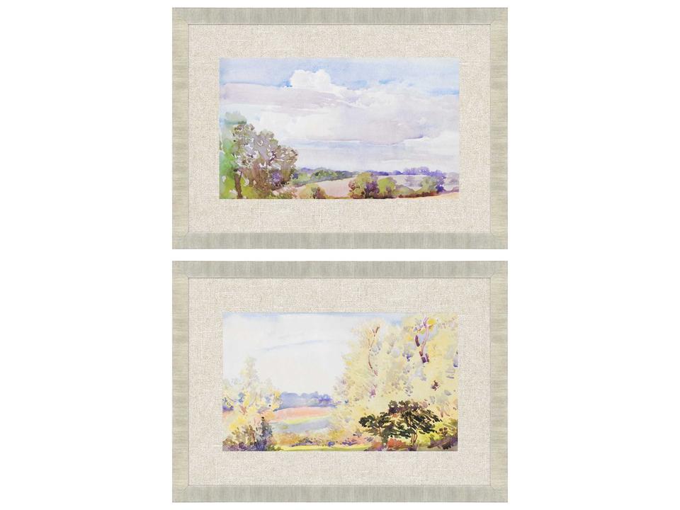 Placid Repose S 2 Framed Wall Art Set with Champagne Gold Moulding