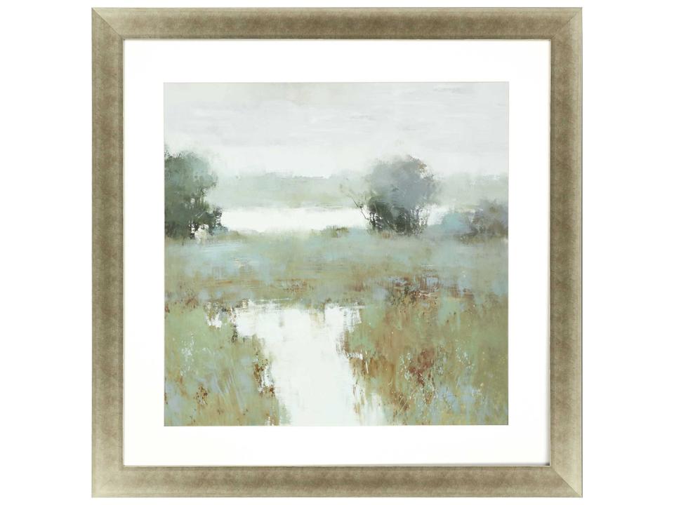 Trees and Creek II Framed Art by Sarah Lang in Champagne Gold Finish