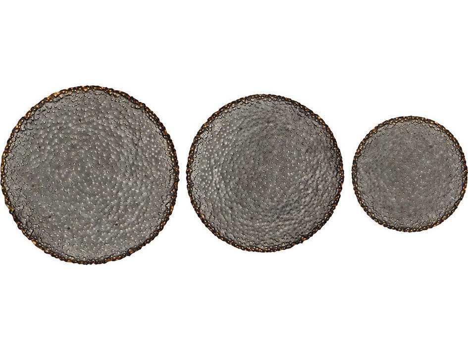 Metal Play 3-Piece Wall Decor Set in Silver Embossed Metal
