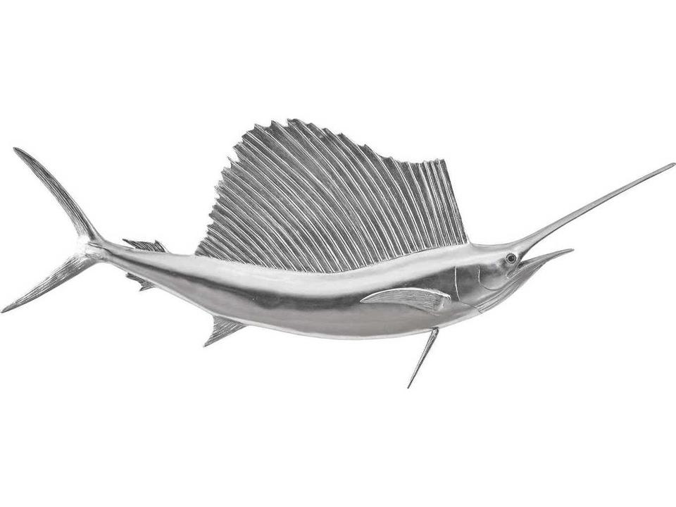 Sail Fish Wall Sculpture Silver Leaf Modern