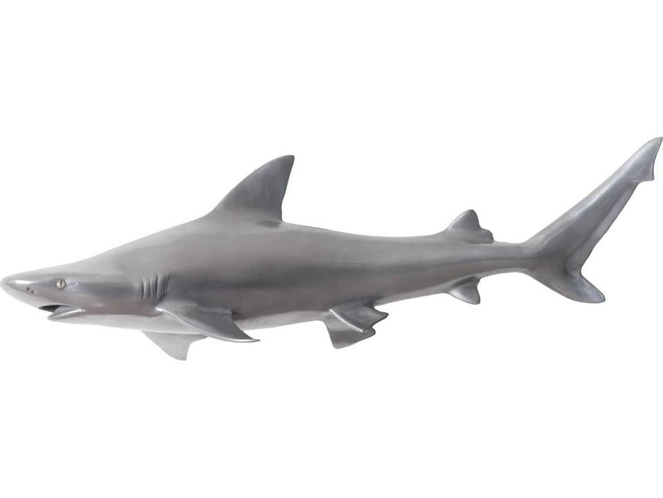 Black Tip Reef Shark 3D Wall Sculpture in Polished Aluminum