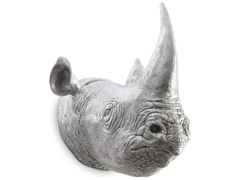 Rhino 3D Wall Art in Silver Leaf Finish