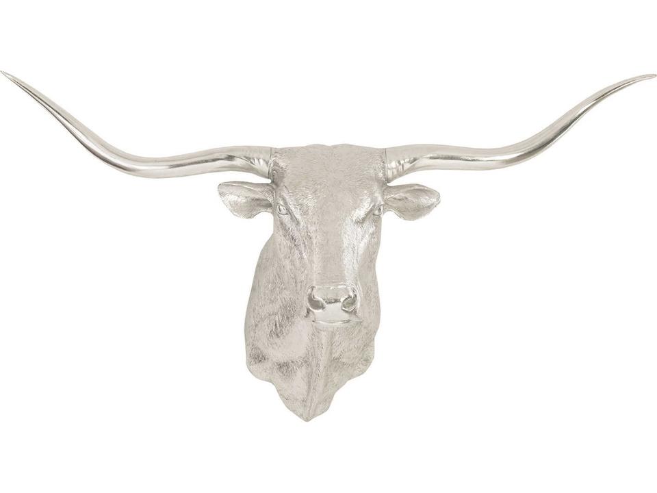 Longhorn Bull Wall Art in Silver Leaf