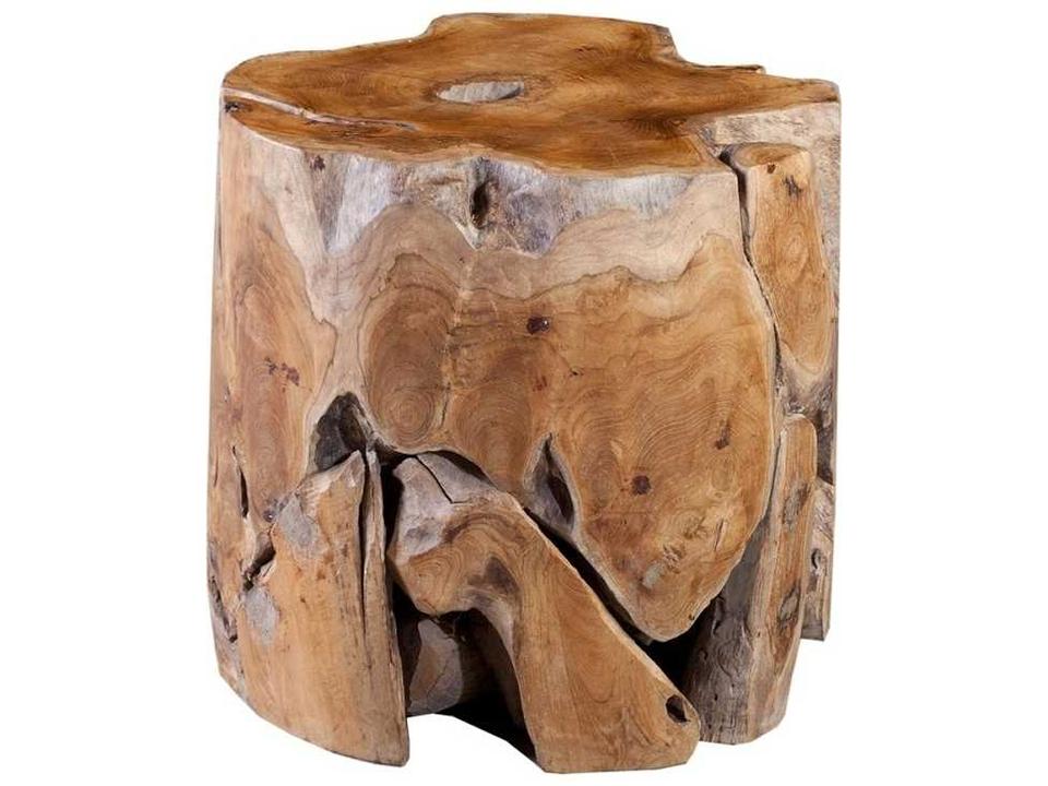 Flow Wood Accent Stool in Natural Brown