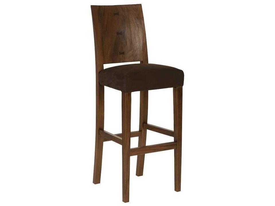 Origins Brown Fabric Seat Bar Stool with Chamcha Wood Frame