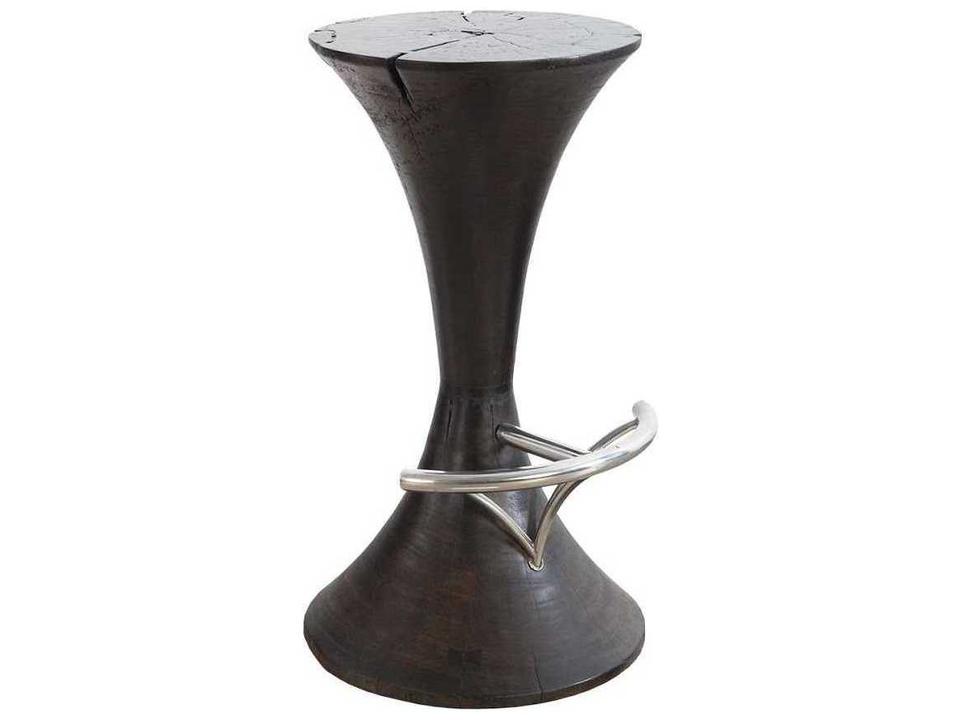 Butterfly Black Mango Wood Bar Stool with Stainless Steel Footrest