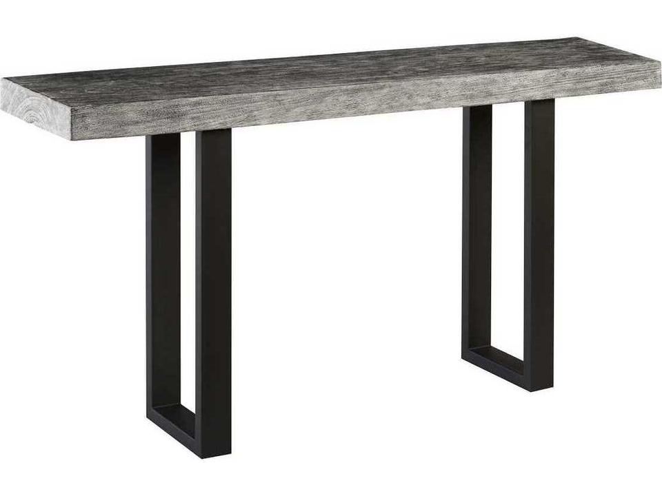 Origins Straight Edge Console Table in Gray Stone with Metal U Legs
