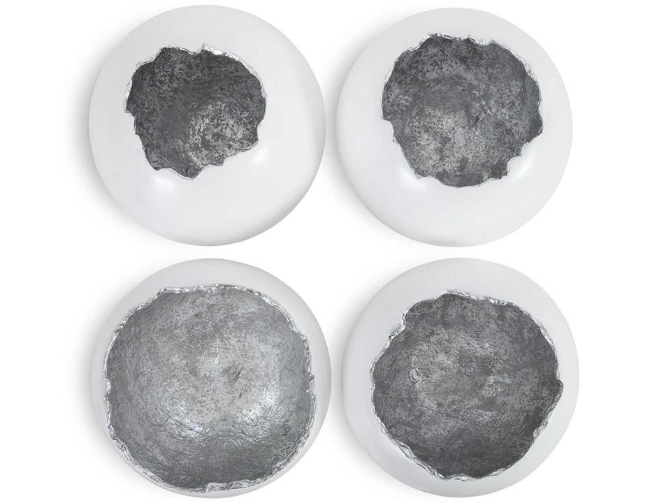 Broken Egg Wall Art Set of 4 White and Silver Leaf