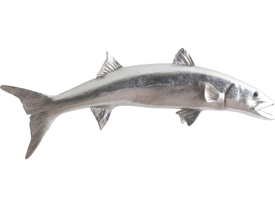 Barracuda Fish Wall Sculpture Silver Leaf 3D Art