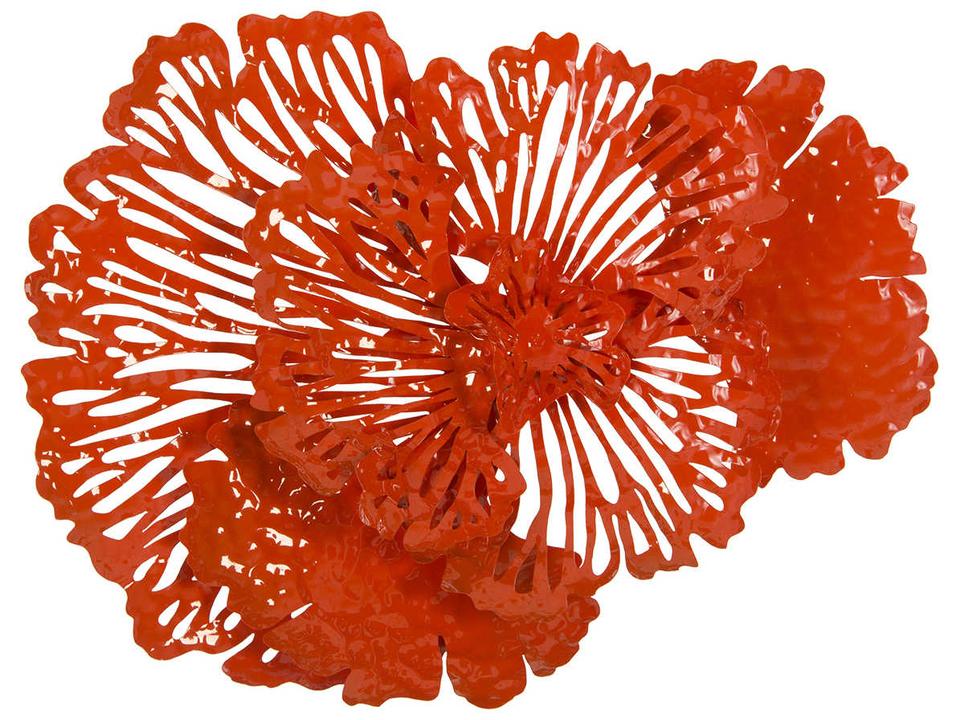Small Coral Flower Metal Wall Art in Powder Coated Metal