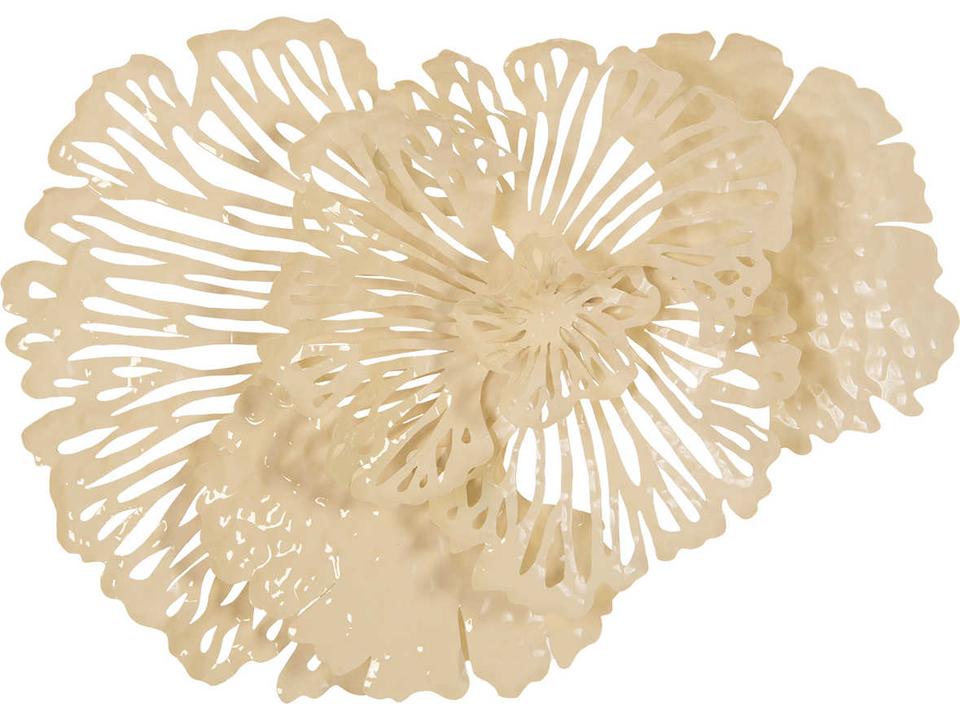 Flower Wall Art Small Ivory Metal