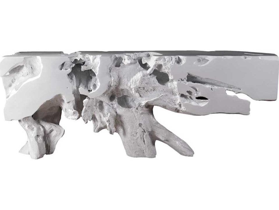 Freeform Large Console Table in White Resin Composite