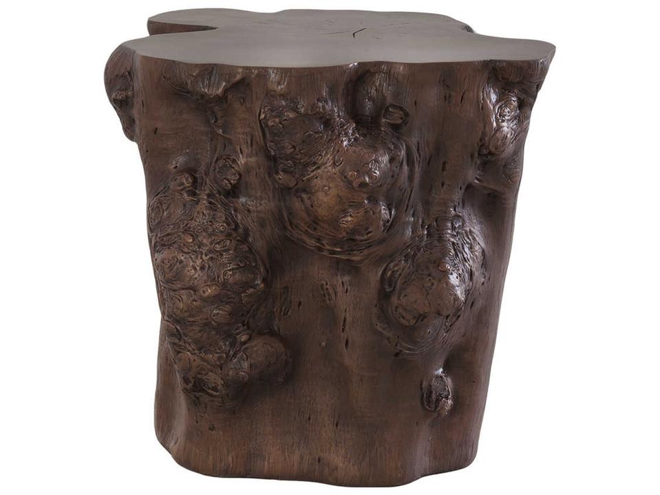 Log Round End Table in Bronze Resin