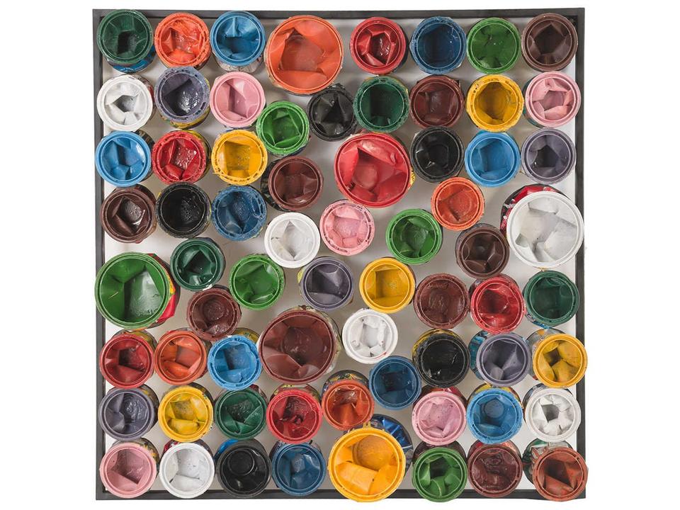 Paint Can Wall Art Large Square Recycled Metal Multi-Color