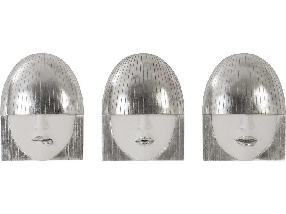 Silver Leaf Metal Wall Art Set of 3