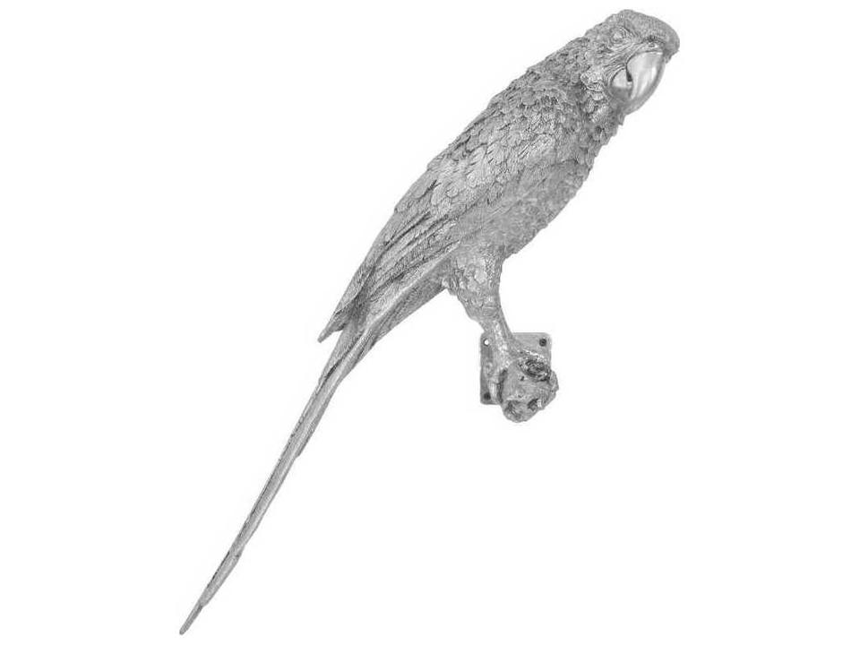 Silver Leaf Parrot Looking Right Wall Art in Resin