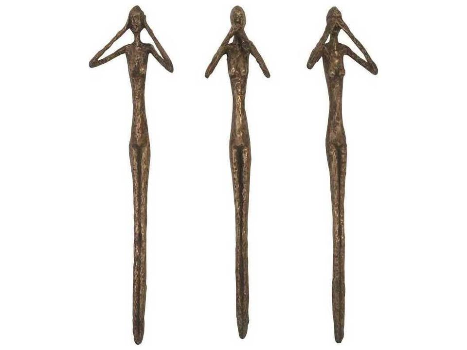See Speak Hear No Evil Wall Art Set in Bronze