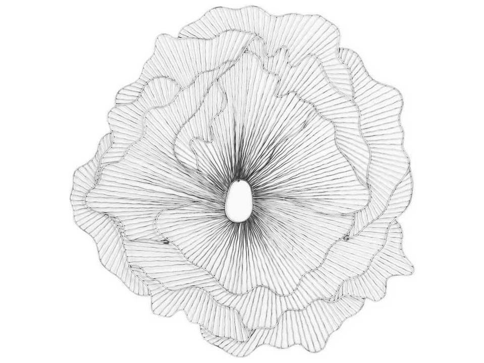 Poppy Flower Large Wall Art Antique Silver