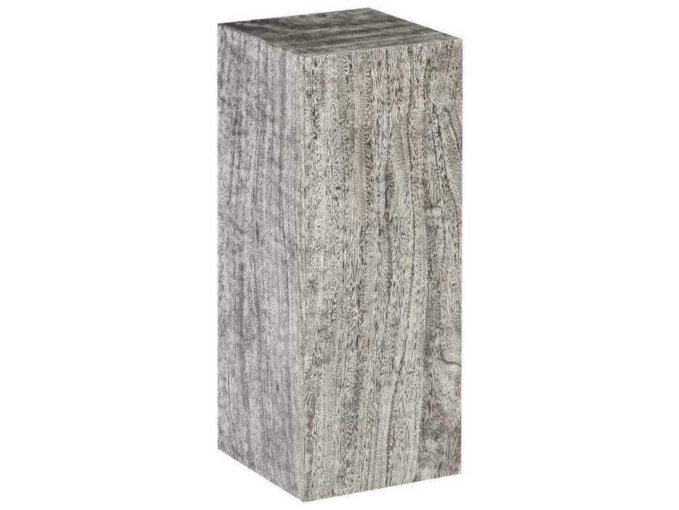 Prism Square Chamcha Wood End Table in Gray Stone