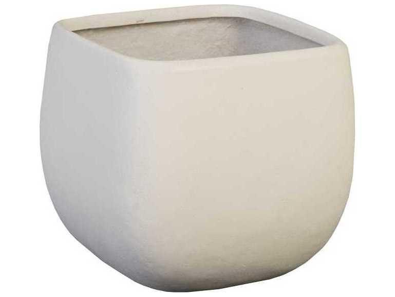 Ava Small Square Planter in White Stone Cast