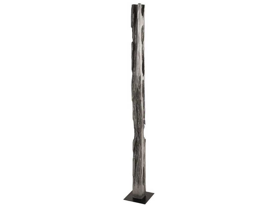 Plinth Large Sculpture in Gray with Silver Leaf Patina