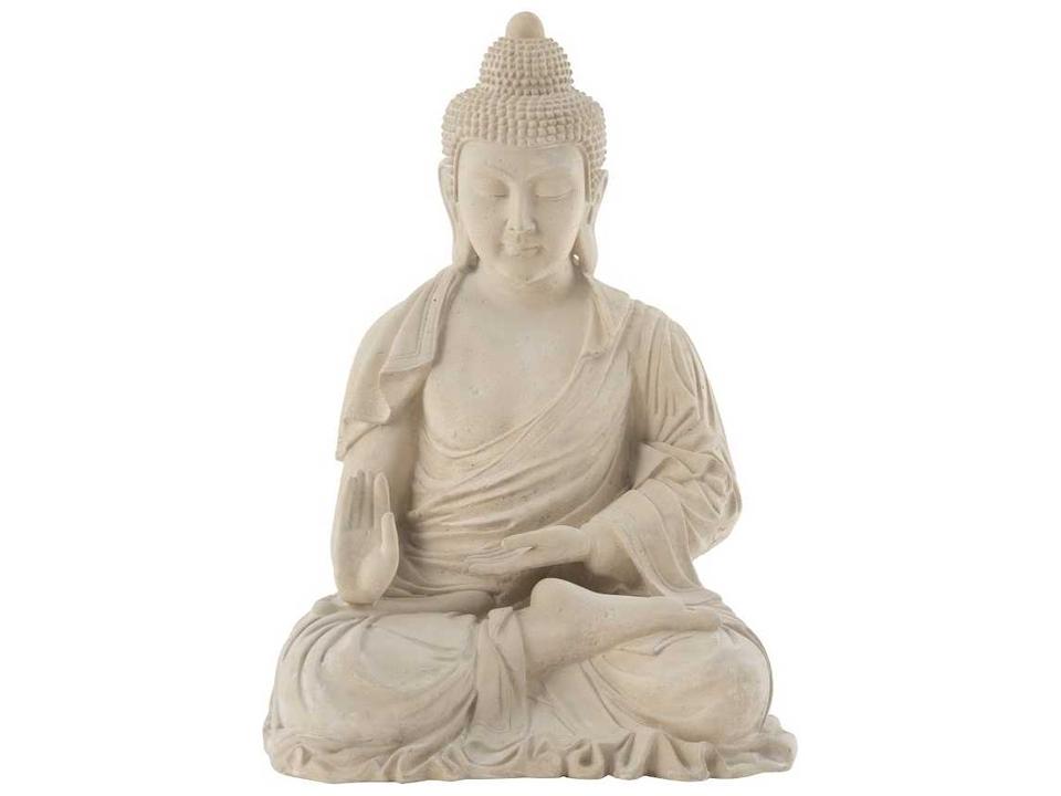 Enchanting Buddha Sculpture in Roman Stone Off White
