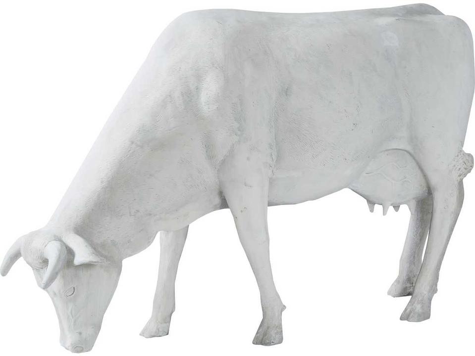 Life Size Off White Grazing Cow Sculpture