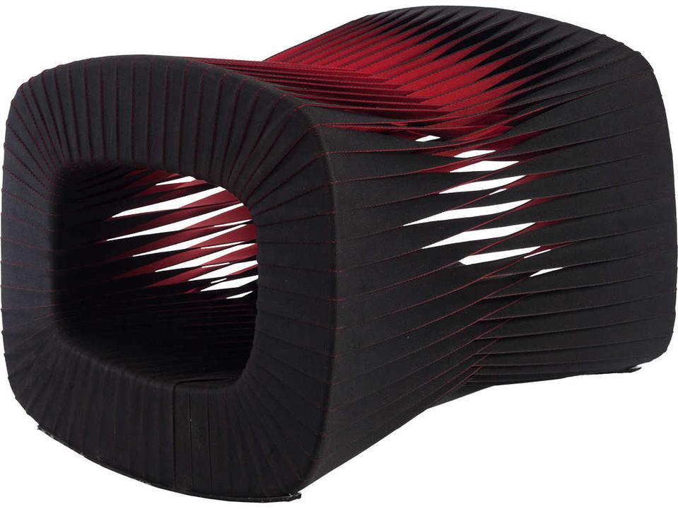 Seat Belt Black Red Upholstered Ottoman