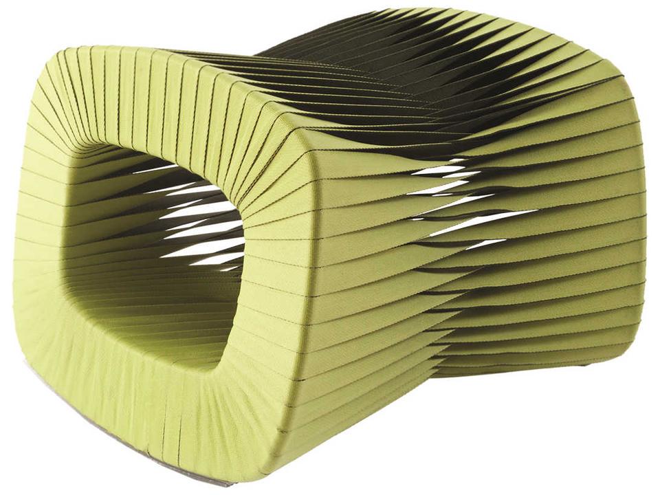 Seat Belt Chartreuse Green Upholstered Ottoman