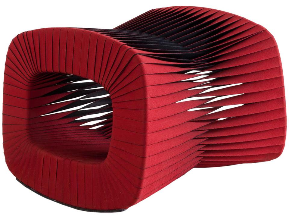 Seat Belt Square Red Upholstered Ottoman