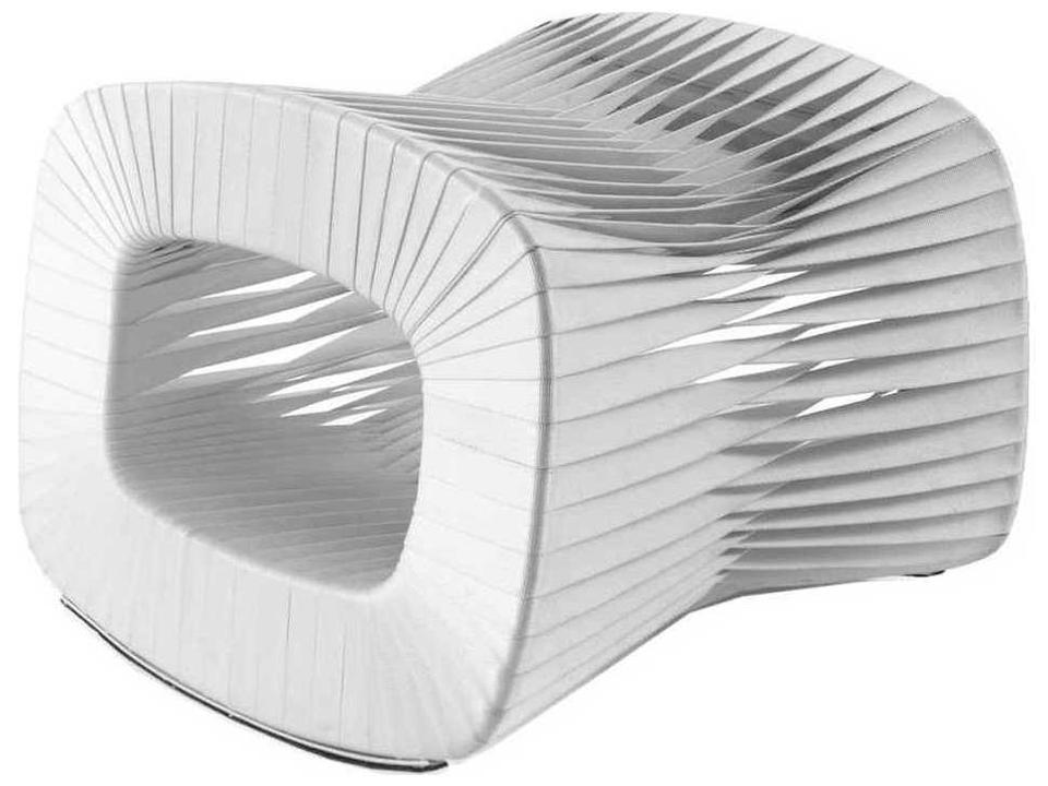 Seat Belt White Cotton Upholstered Ottoman Modern Organic