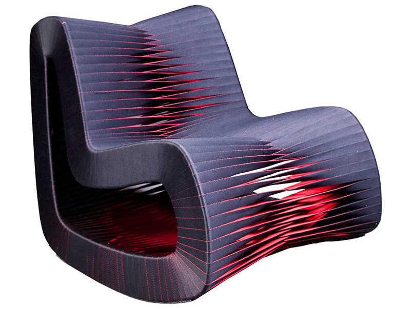 Seat Belt Rocker Rocking Chair in Black and Red