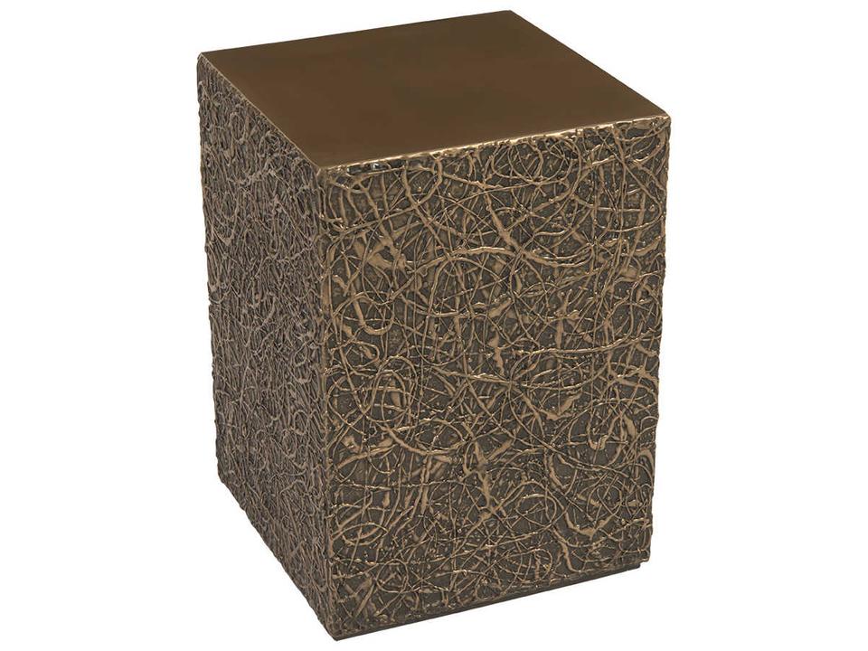 String Square Polished Bronze End Table