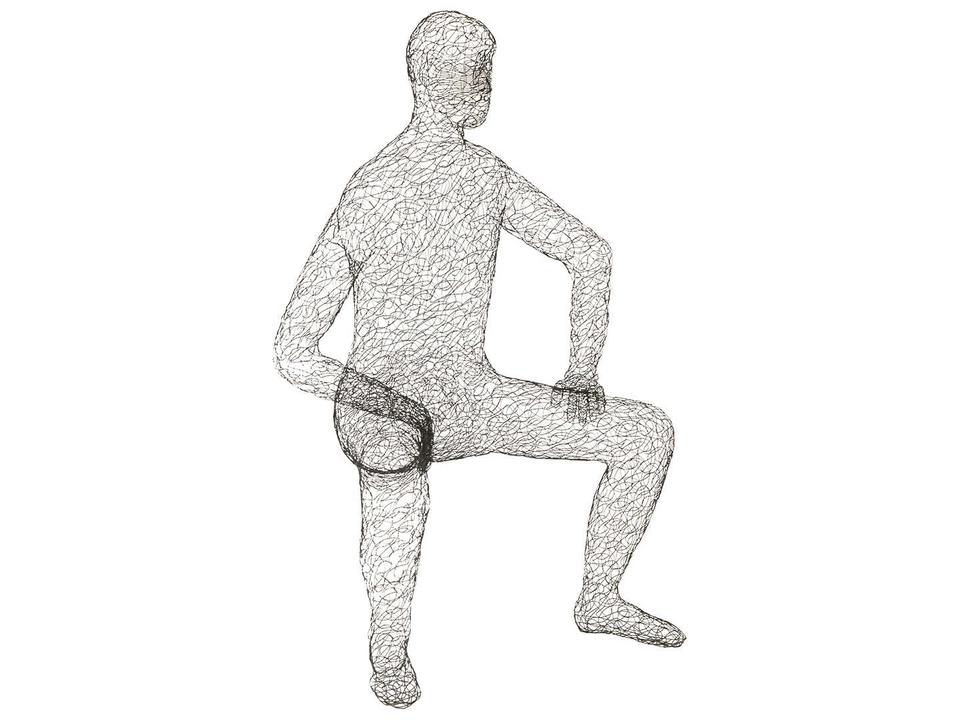 Crazy Wire Lounging Male Metal Sculpture in Black