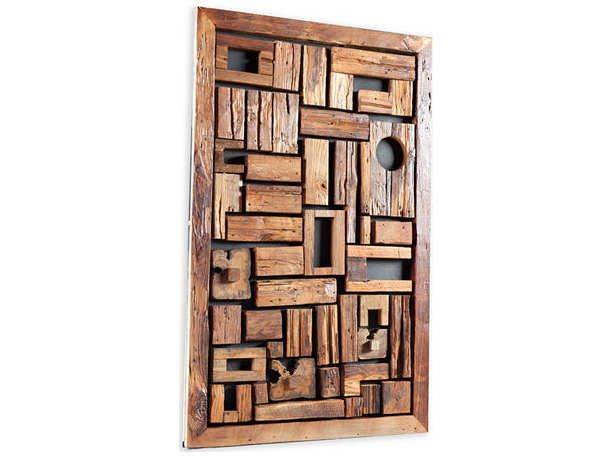 Asken Small Reclaimed Wood Wall Art in Natural Wood Patina