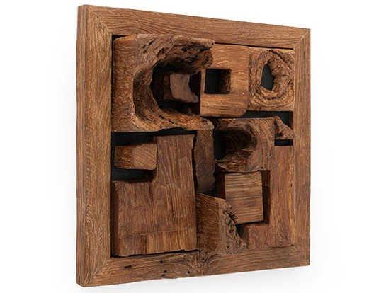 Asken Wood Wall Art Hand-Placed Reclaimed Wood Tile