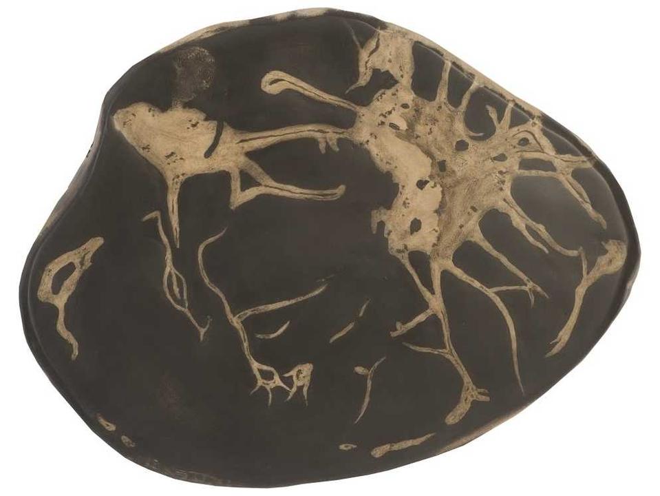 Cast Petrified Wood Wall Tile in Hand Painted Grey Brown Resin