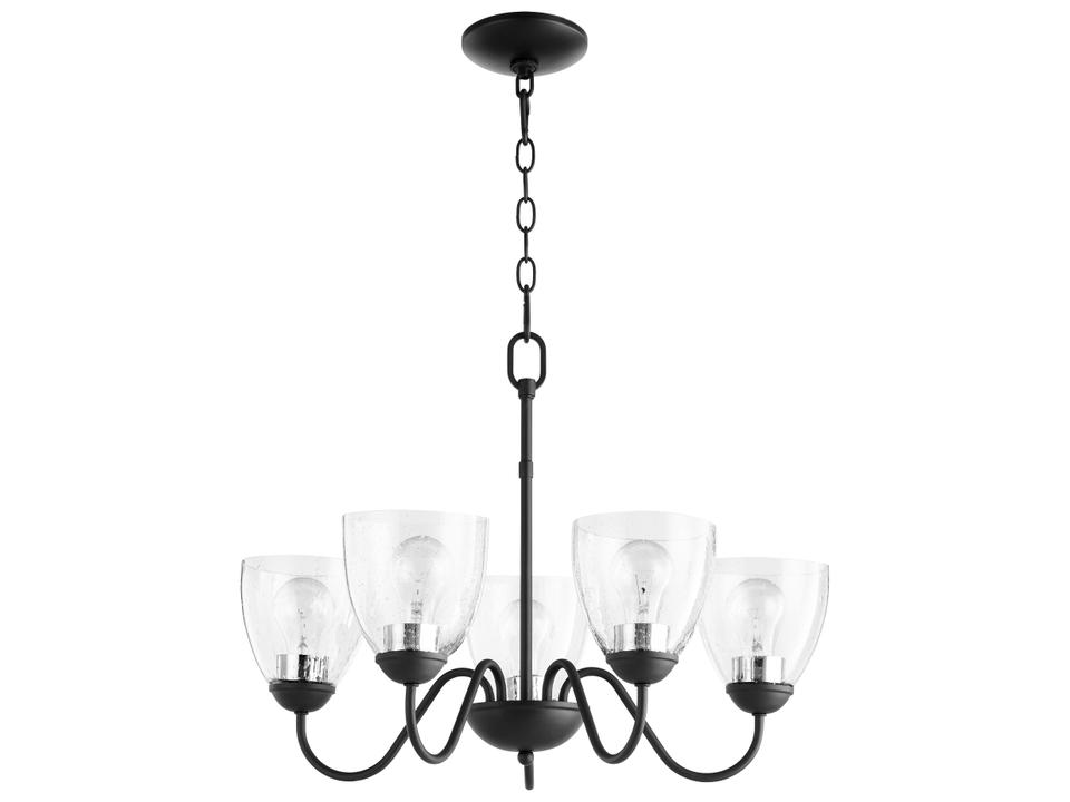 5-Light 6041 Chandeliers Collection Chandelier in Noir with Clear Seeded Glass